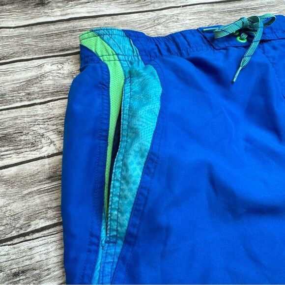 Nike Men's Pull-On Swim Trunks Board Shorts Bright Blue Green S SM Small Logo - Picture 3 of 11